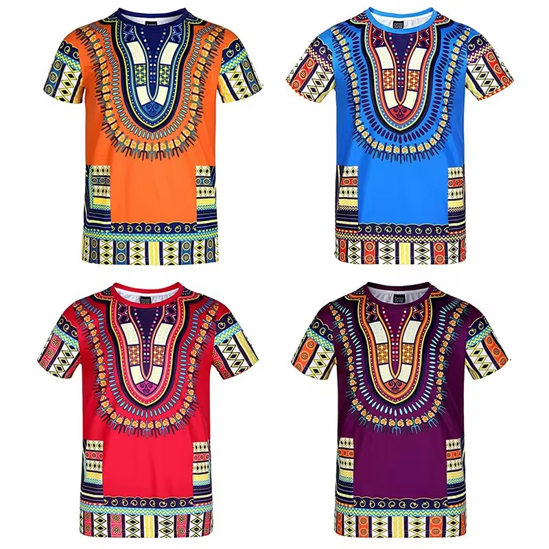 Dashiki Shirt Men - Camiseta con estampado 3D Harajuku para