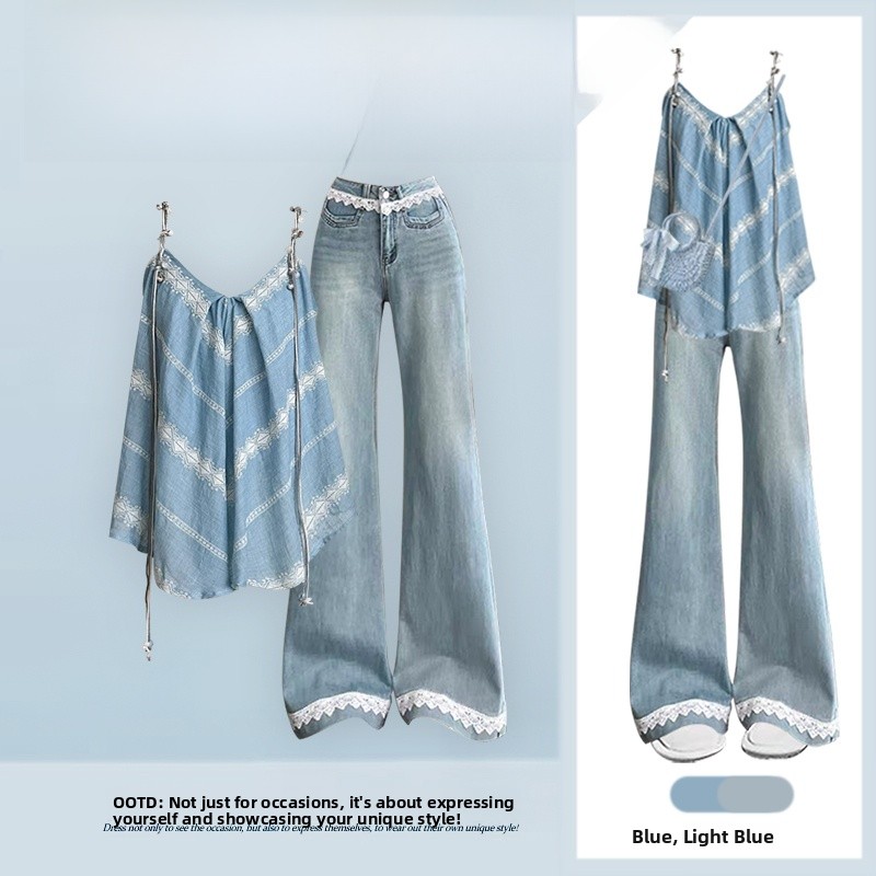 Ethnic Fashion Design - Conjunto de mezclilla de verano con